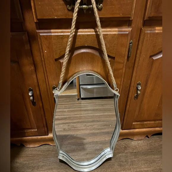 Silver Rope Hanging Mirror - Picture 1 of 5